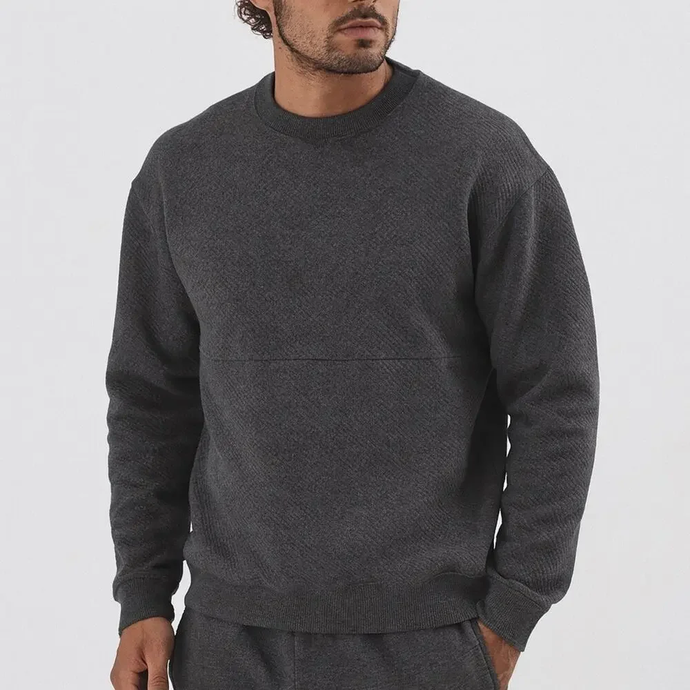 Lunya Lahgo Restore Double Faced Crew Sweatshirt Gray Heathered Men’s Large NEW - Picture 5 of 9
